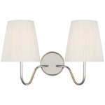 Lyndsie Double Wall Sconce - Polished Nickel / Silk Pleated