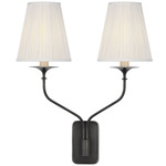 Knox Double Wall Sconce - Bronze / Silk Pleated