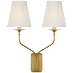 Knox Double Wall Sconce - Hand-Rubbed Antique Brass / Silk Pleated