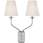 Knox Double Wall Sconce - Polished Nickel / Silk Pleated