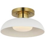 Cyrus Ceiling Flush Light - Hand-Rubbed Antique Brass / White / White Glass