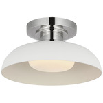 Cyrus Ceiling Flush Light - Polished Nickel / White / White Glass
