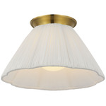 Bradley Ceiling Flush Light - Hand-Rubbed Antique Brass / Silk Pleated