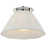 Bradley Ceiling Flush Light - Polished Nickel / Silk Pleated