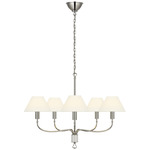 Griffin Chandelier - Polished Nickel / Parchment Leather / Linen