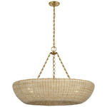 Devon Chandelier - Hand-Rubbed Antique Brass / Blonde Wicker