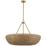 Devon Chandelier - Hand-Rubbed Antique Brass / Natural Wicker