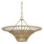 Elona Chandelier - Hand-Rubbed Antique Brass / Blonde Wicker
