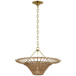 Elona Chandelier - Hand-Rubbed Antique Brass / Natural Wicker