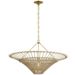 Elona Chandelier - Hand-Rubbed Antique Brass / Blonde Wicker