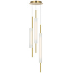 Windchime Multi Light Chandelier - Soft Brass / Soft Etched