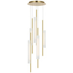 Windchime Multi Light Chandelier - Soft Brass / Soft Etched