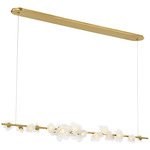 Petaluma Linear Chandelier - Soft Lacquered Brass / Etched Glass