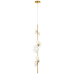 Petaluma Vertical Pendant - Soft Lacquered Brass / Etched Glass