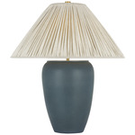 Anwen Cordless Table Lamp - Indigo / Natural Linen Pleated