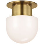 Callan Ceiling Flush Light - Antique Burnished Brass / White