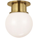 Callan Globe Ceiling Flush Light - Antique Burnished Brass / White