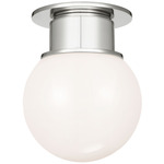 Callan Globe Ceiling Flush Light - Polished Nickel / White