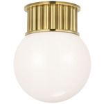 Nolan Globe Ceiling Flush Light - Antique Burnished Brass / White