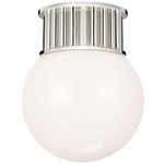 Nolan Globe Ceiling Flush Light - Polished Nickel / White
