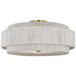Dorado Semi Flush Ceiling Light - Antique Burnished Brass / Washed Abaca