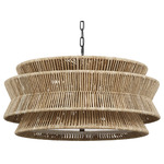 Antigua Double Chandelier - Bronze / Natural Abaca