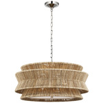 Antigua Double Chandelier - Polished Nickel / Natural Abaca