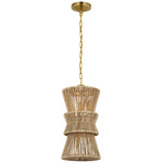 Antigua Tall Pendant - Antique Burnished Brass / Natural Abaca