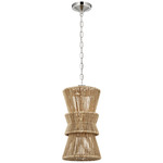 Antigua Tall Pendant - Polished Nickel / Natural Abaca