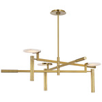 Melange Floating Disc Chandelier - Antique-Burnished Brass / Alabaster
