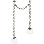 Bellamy 2 Light Multi Globe Chandelier - Pewter / Clear