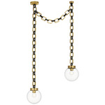 Bellamy 2 Light Multi Globe Chandelier - Soft Brass / Bronze / Clear