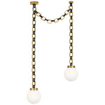 Bellamy 2 Light Multi Globe Chandelier - Soft Brass / Bronze / White