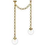 Bellamy 2 Light Multi Globe Chandelier - Soft Brass / Clear