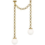 Bellamy 2 Light Multi Globe Chandelier - Soft Brass / White