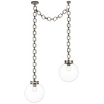 Bellamy 2 Light Multi Globe Chandelier - Pewter / Clear