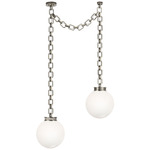 Bellamy 2 Light Multi Globe Chandelier - Pewter / White
