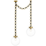 Bellamy 2 Light Multi Globe Chandelier - Soft Brass / Bronze / Clear