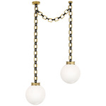 Bellamy 2 Light Multi Globe Chandelier - Soft Brass / Bronze / White
