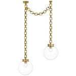 Bellamy 2 Light Multi Globe Chandelier - Soft Brass / Clear