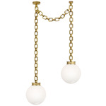Bellamy 2 Light Multi Globe Chandelier - Soft Brass / White