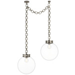 Bellamy 2 Light Multi Globe Chandelier - Pewter / Clear