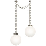 Bellamy 2 Light Multi Globe Chandelier - Pewter / White