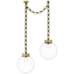 Bellamy 2 Light Multi Globe Chandelier - Soft Brass / Bronze / Clear