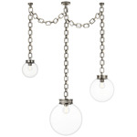 Bellamy 3 Light Multi Globe Chandelier - Pewter / Clear