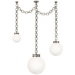Bellamy 3 Light Multi Globe Chandelier - Pewter / White
