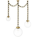Bellamy 3 Light Multi Globe Chandelier - Soft Brass / Bronze / Clear