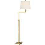 Greer Adjustable Bridge Floor Lamp - Hand-Rubbed Antique Brass / Linen