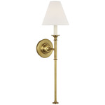 Piaf Torch Wall Sconce - Hand-Rubbed Antique Brass / Linen