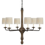 Suzanna Chandelier - Vintage Oak / Aged Iron / Natural Linen Pleated